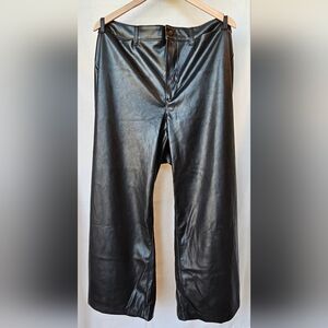 NWT High Rise Wide Leg Black Faux Leather Pants